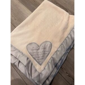 Pavilion Sweet Baby‎ Plush Heart Embroidered Baby Blanket Cream Satin Trim